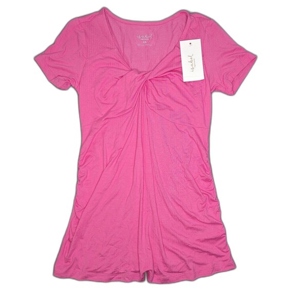 Isabel Maternity Twist Front Maternity Top Pink - Picture 2 of 6